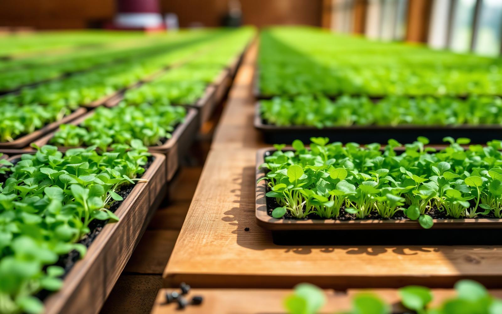 Fresh trays of microgreens hand-grown at Double P Farms, Long Island NY